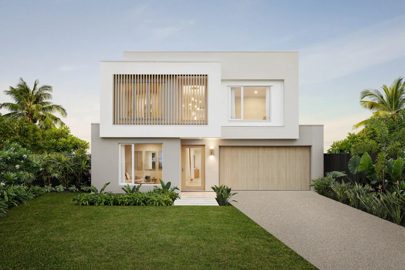 Modern renovated living room with contemporary furniture and large windows